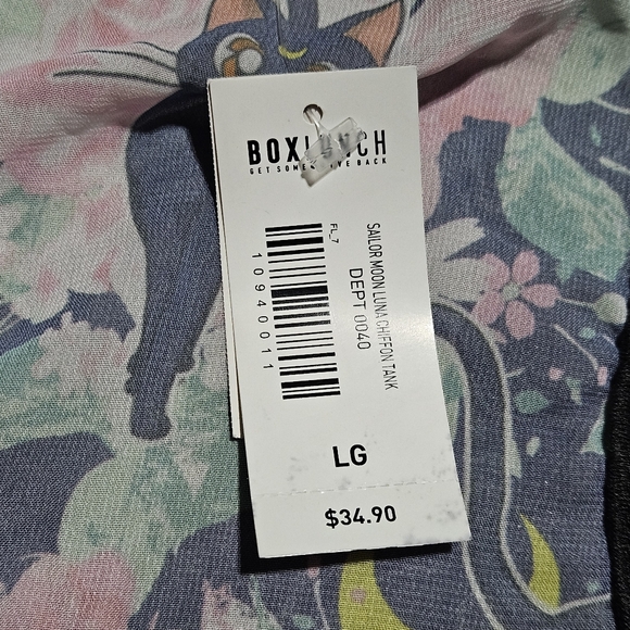 Sailor Moon Sheer Racer Back Tank Top Luna Cat Floral Design NEW - Picture 5 of 5